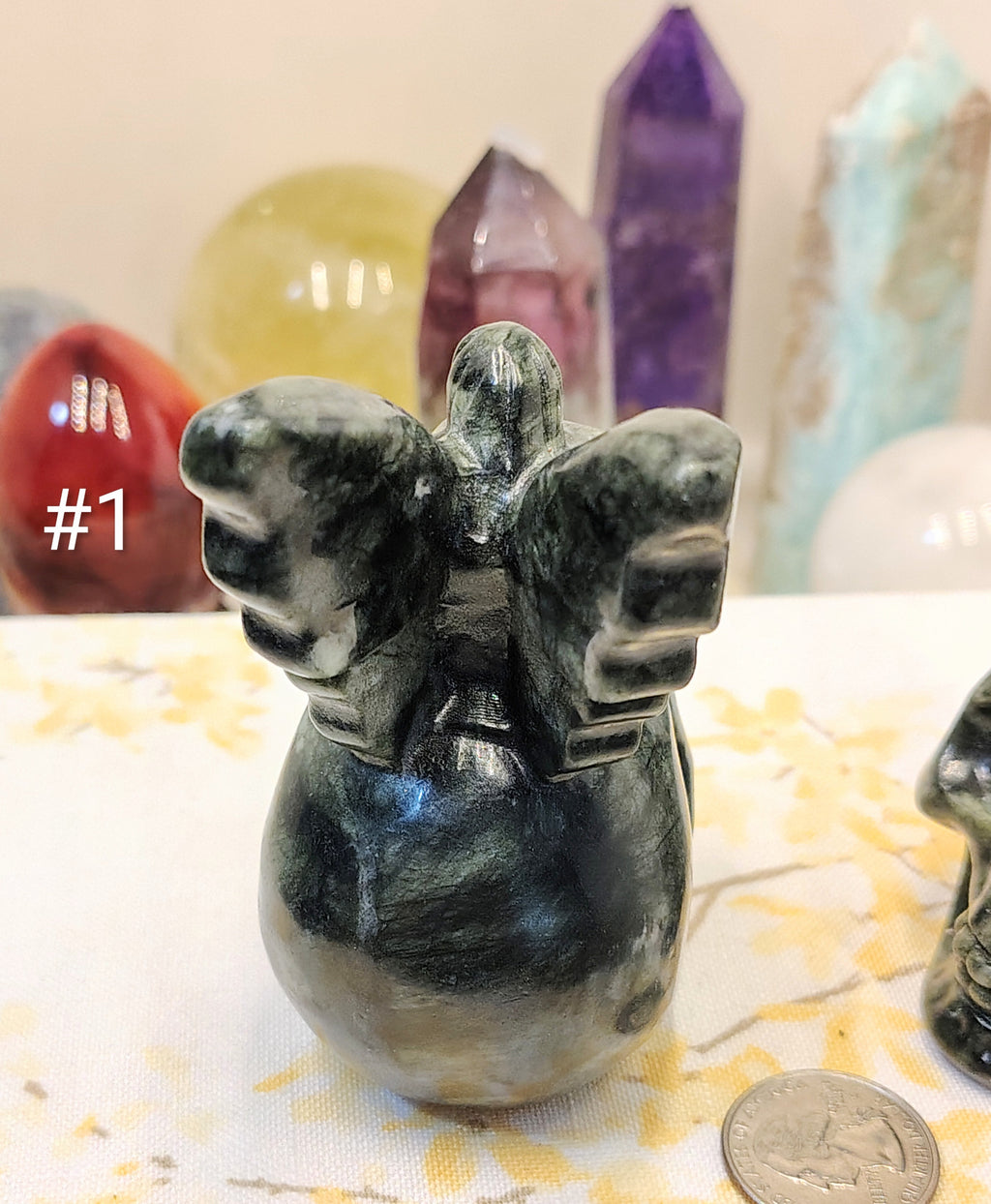 Green Jade Fairy Sitting on Skull Carving | Choose Your Piece