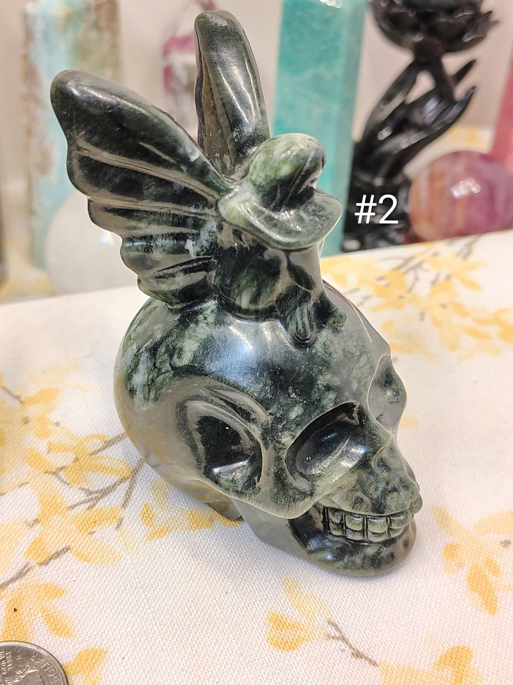 Green Jade Fairy Sitting on Skull Carving | Choose Your Piece