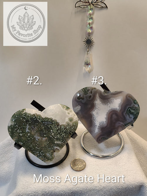 Botanical Beauty: Moss Agate Statement Hearts