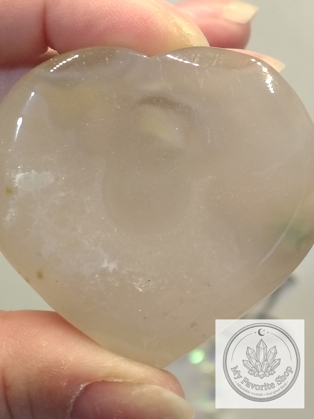Polished Flower Agate Mini Heart Dishes / Sphere Holders