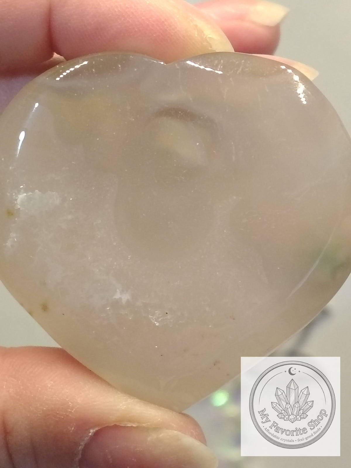 Polished Flower Agate Mini Heart Dishes / Sphere Holders