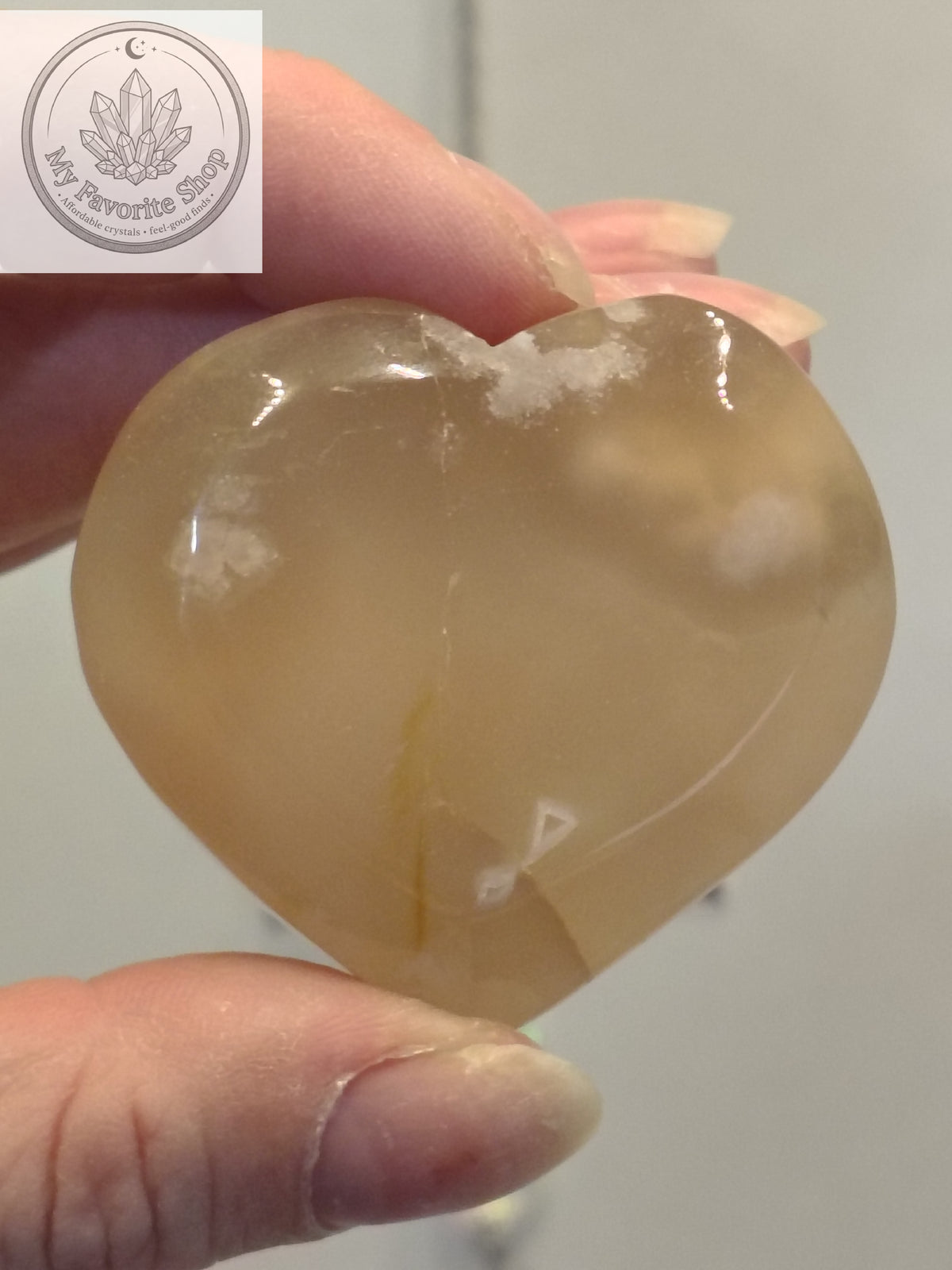 Polished Flower Agate Mini Heart Dishes / Sphere Holders