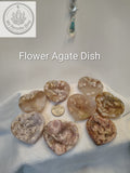 Polished Flower Agate Mini Heart Dishes / Sphere Holders