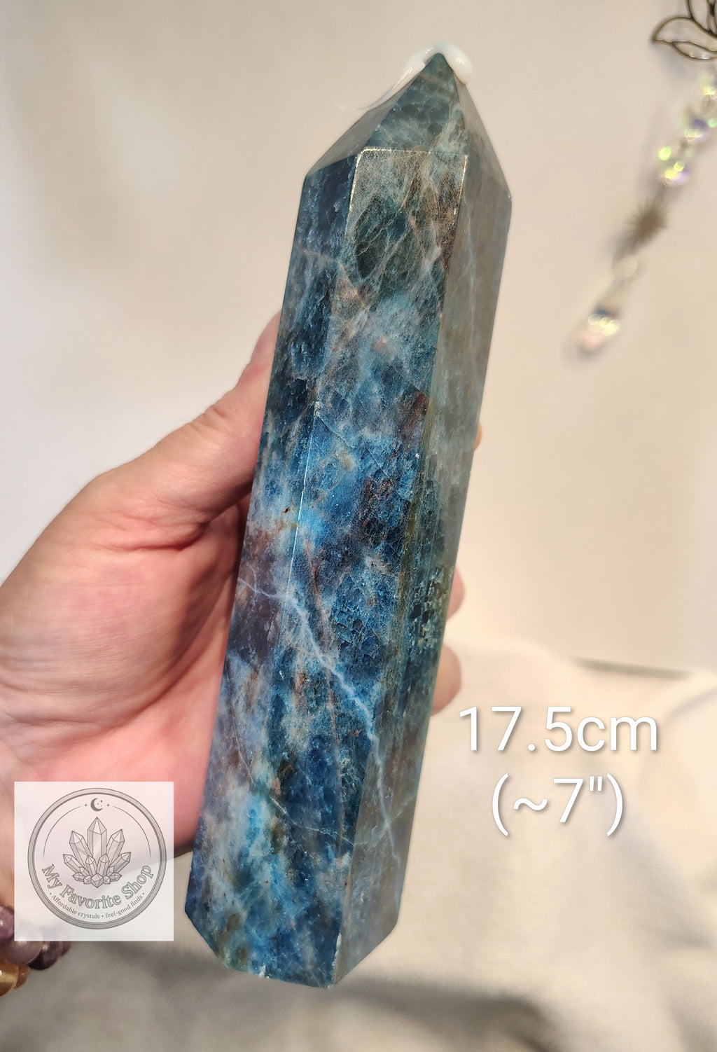 Vibrant Blue Apatite Crystal Tower / Generator