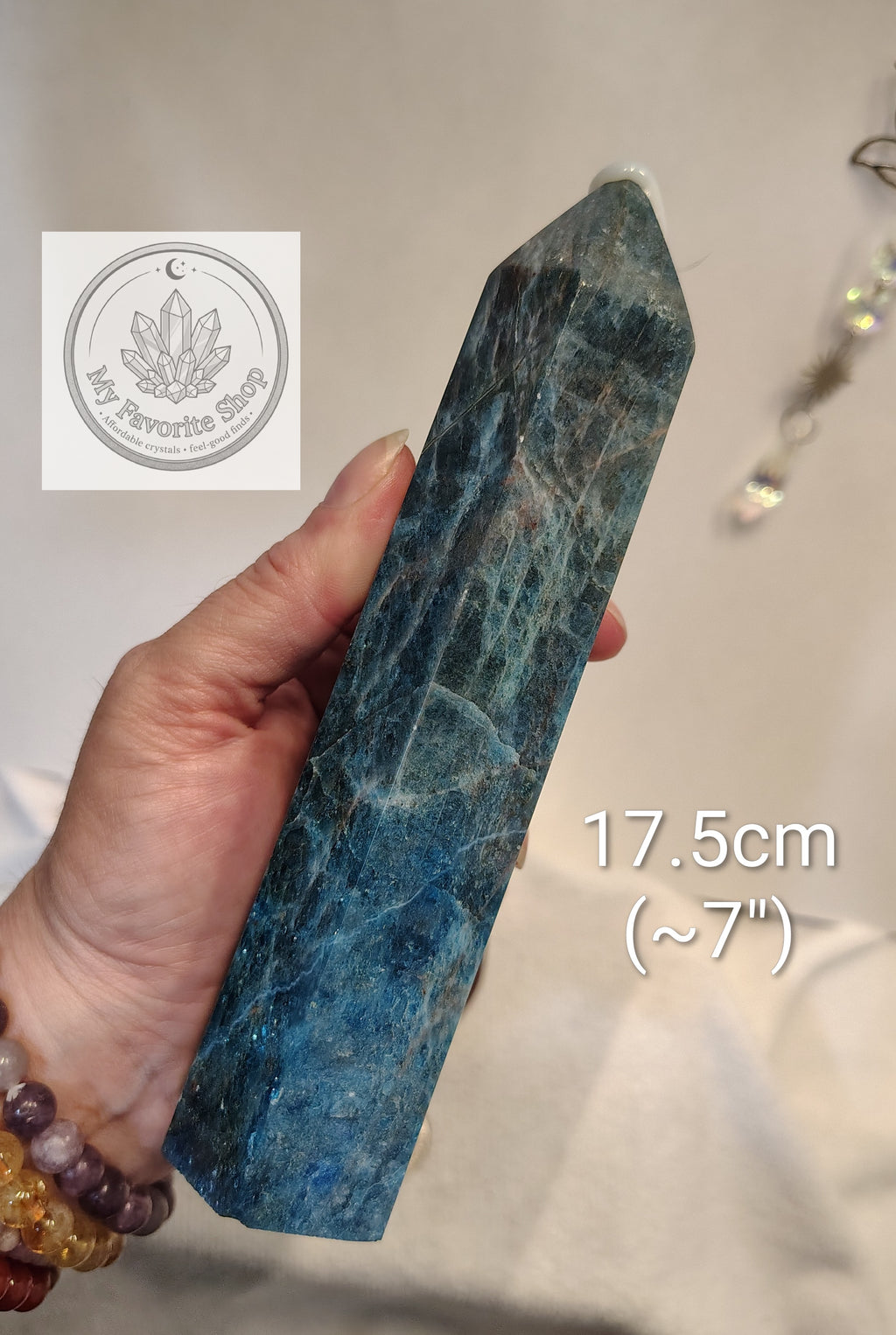 Vibrant Blue Apatite Crystal Tower / Generator
