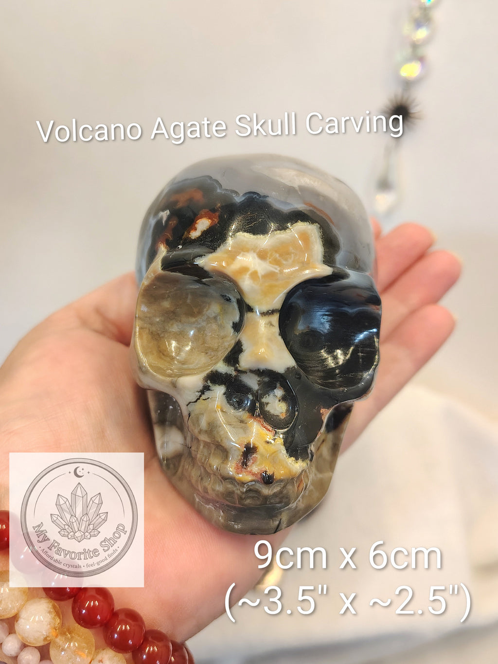 Volcano Agate Hand-Carved Crystal Skull
