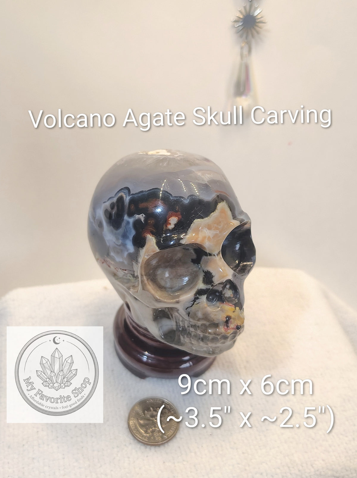 Volcano Agate Hand-Carved Crystal Skull