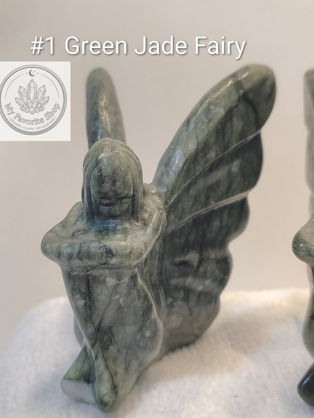 Hand-Carved Green Jade Fairy Statuettes
