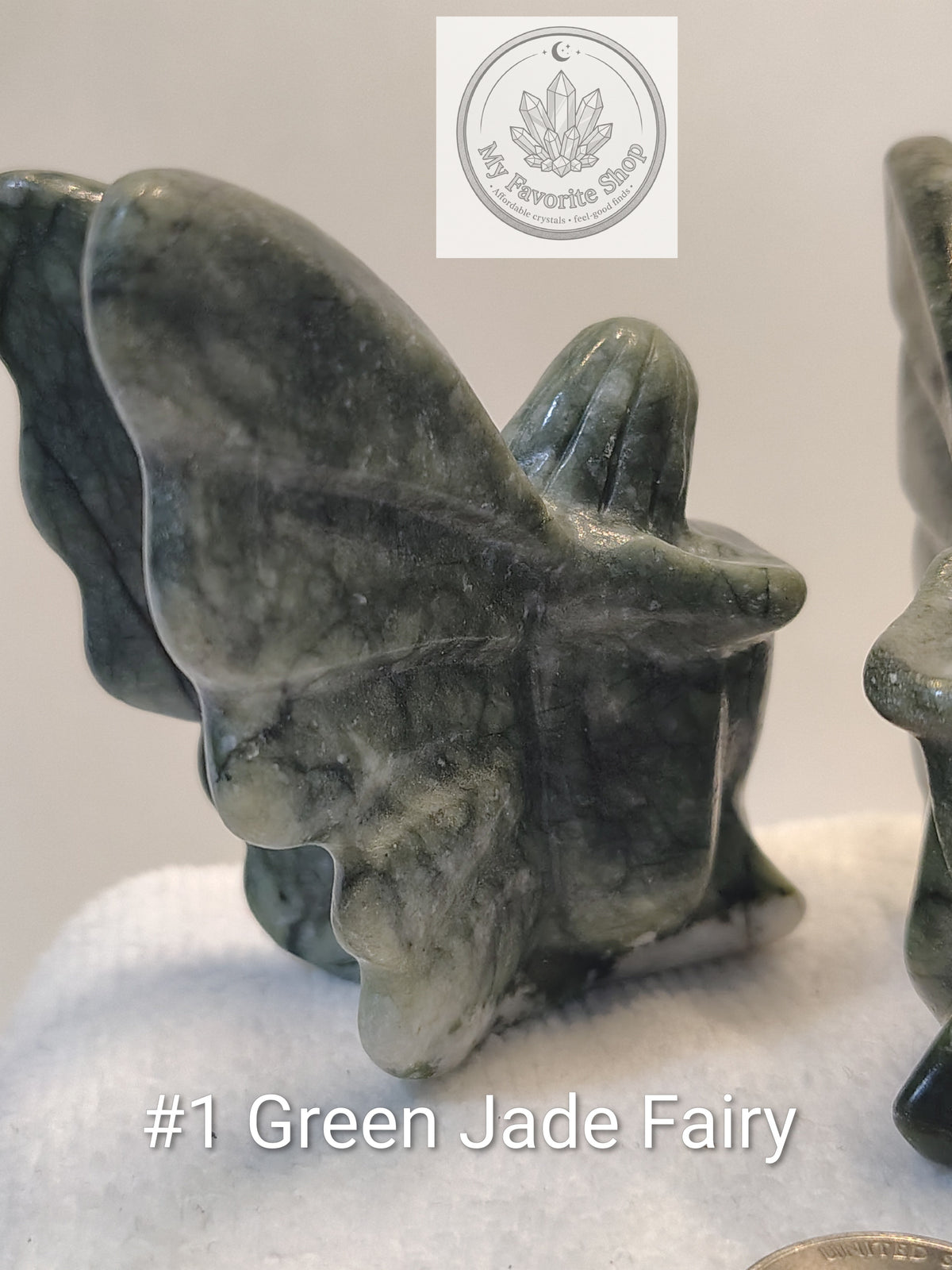Hand-Carved Green Jade Fairy Statuettes