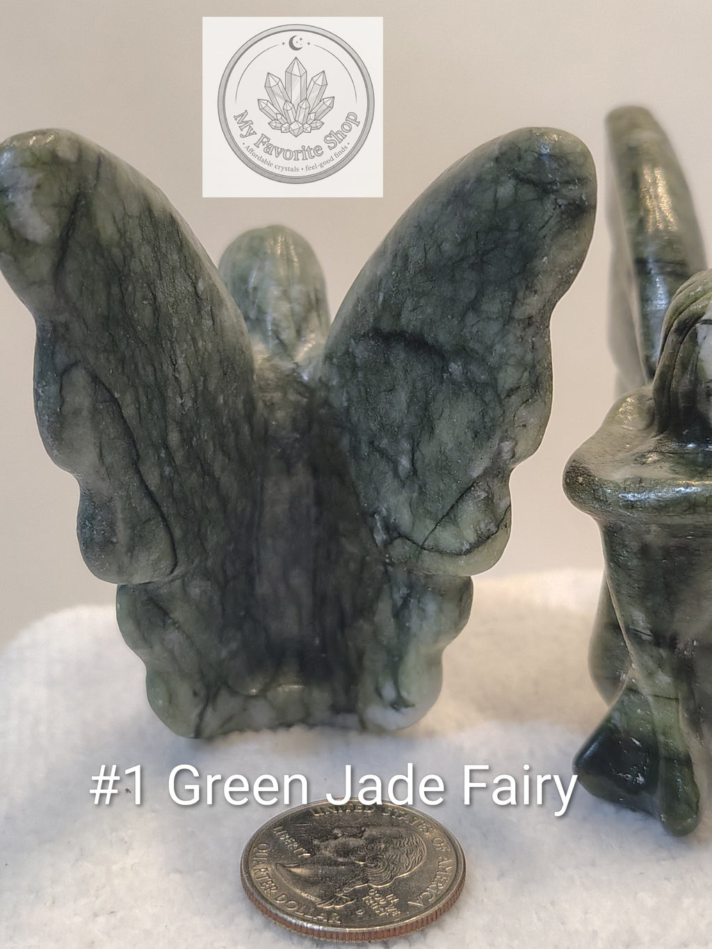 Hand-Carved Green Jade Fairy Statuettes