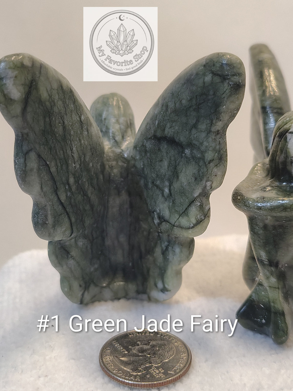 Hand-Carved Green Jade Fairy Statuettes