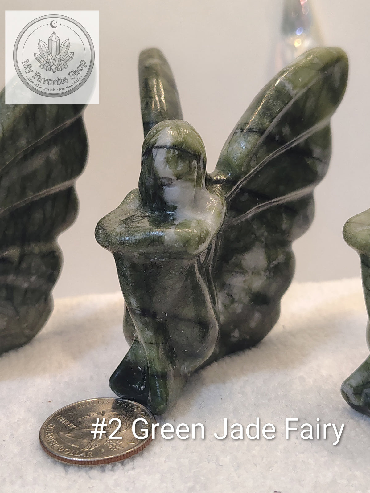 Hand-Carved Green Jade Fairy Statuettes