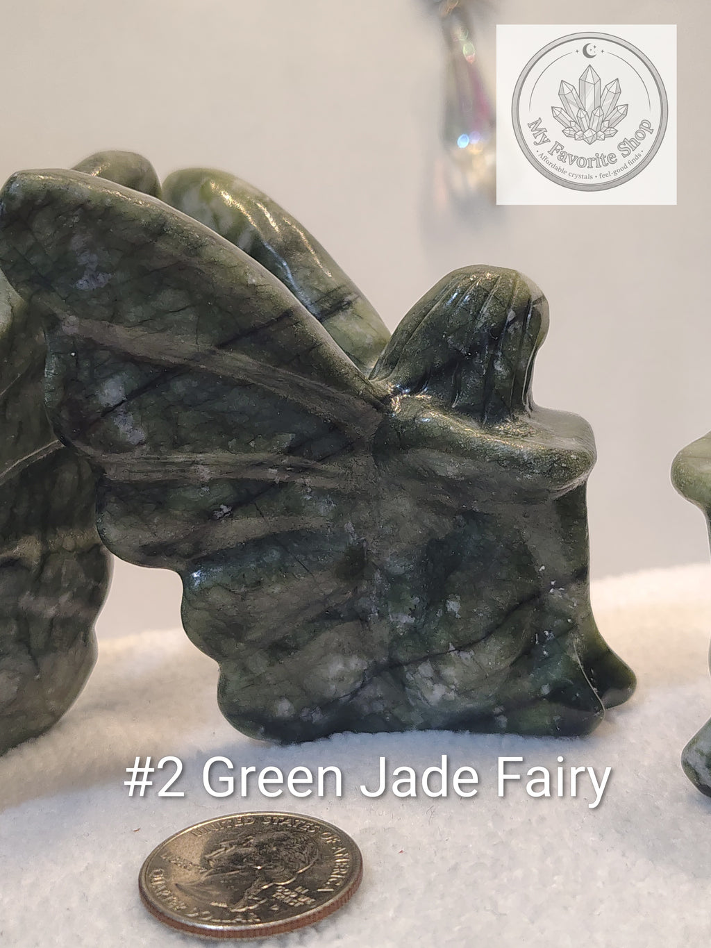 Hand-Carved Green Jade Fairy Statuettes