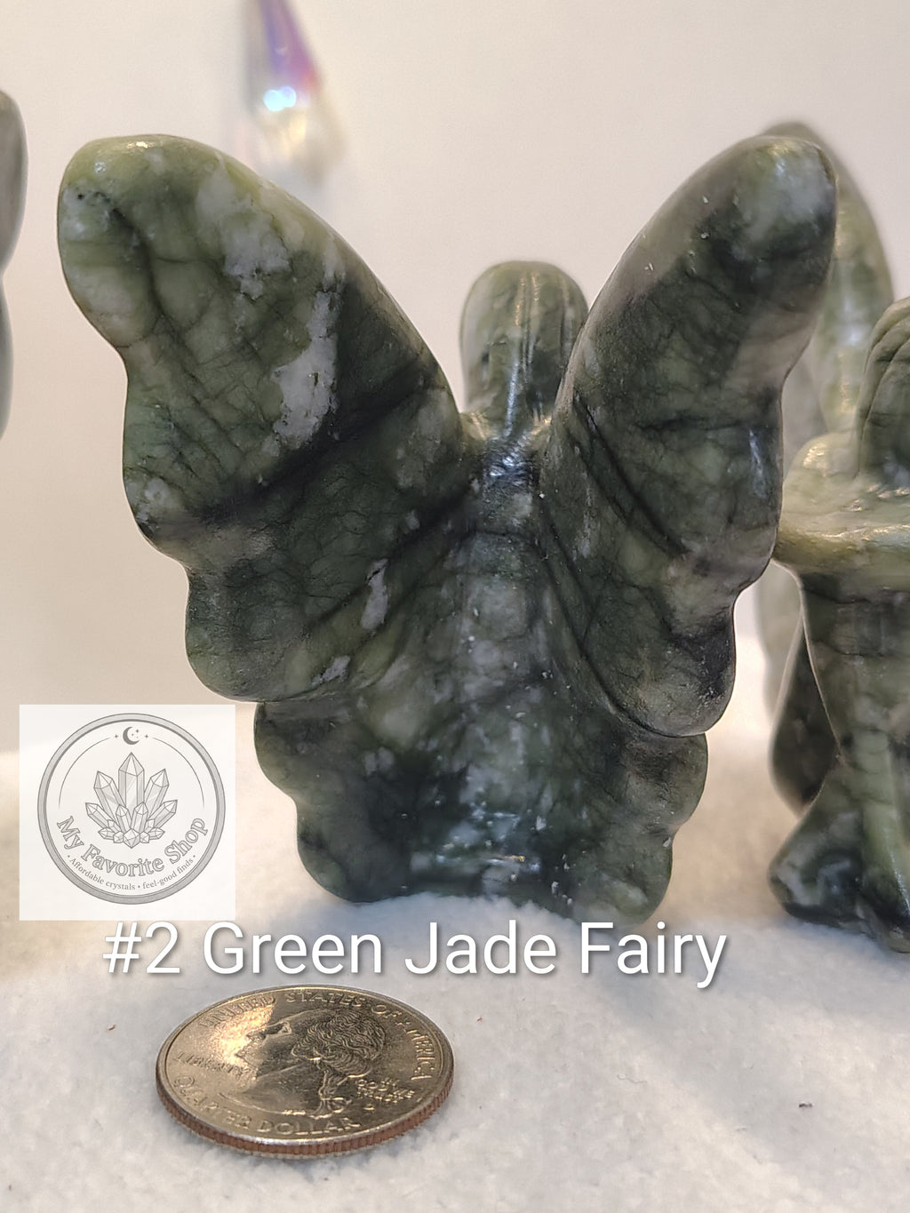 Hand-Carved Green Jade Fairy Statuettes