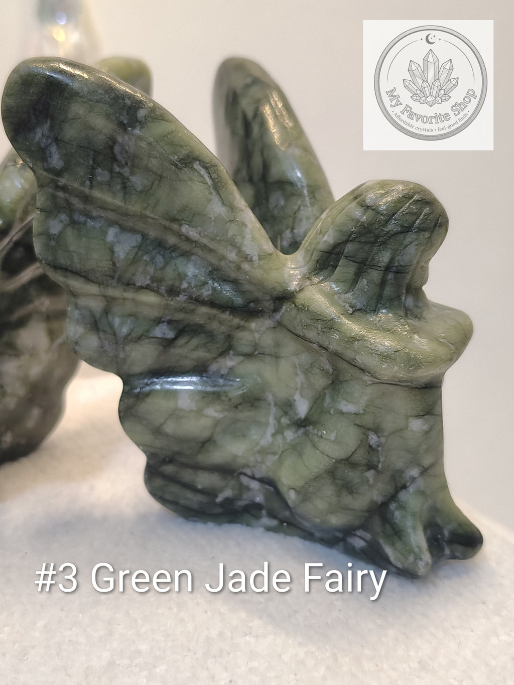 Hand-Carved Green Jade Fairy Statuettes
