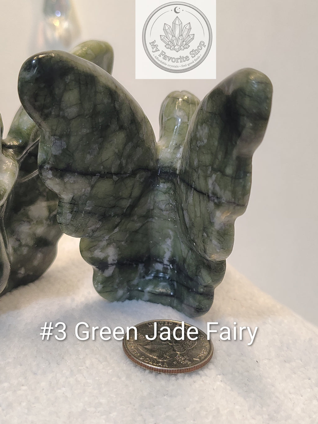 Hand-Carved Green Jade Fairy Statuettes