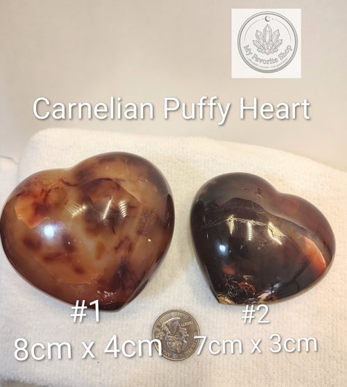 Fiery Warmth: Carnelian Puffy Hearts