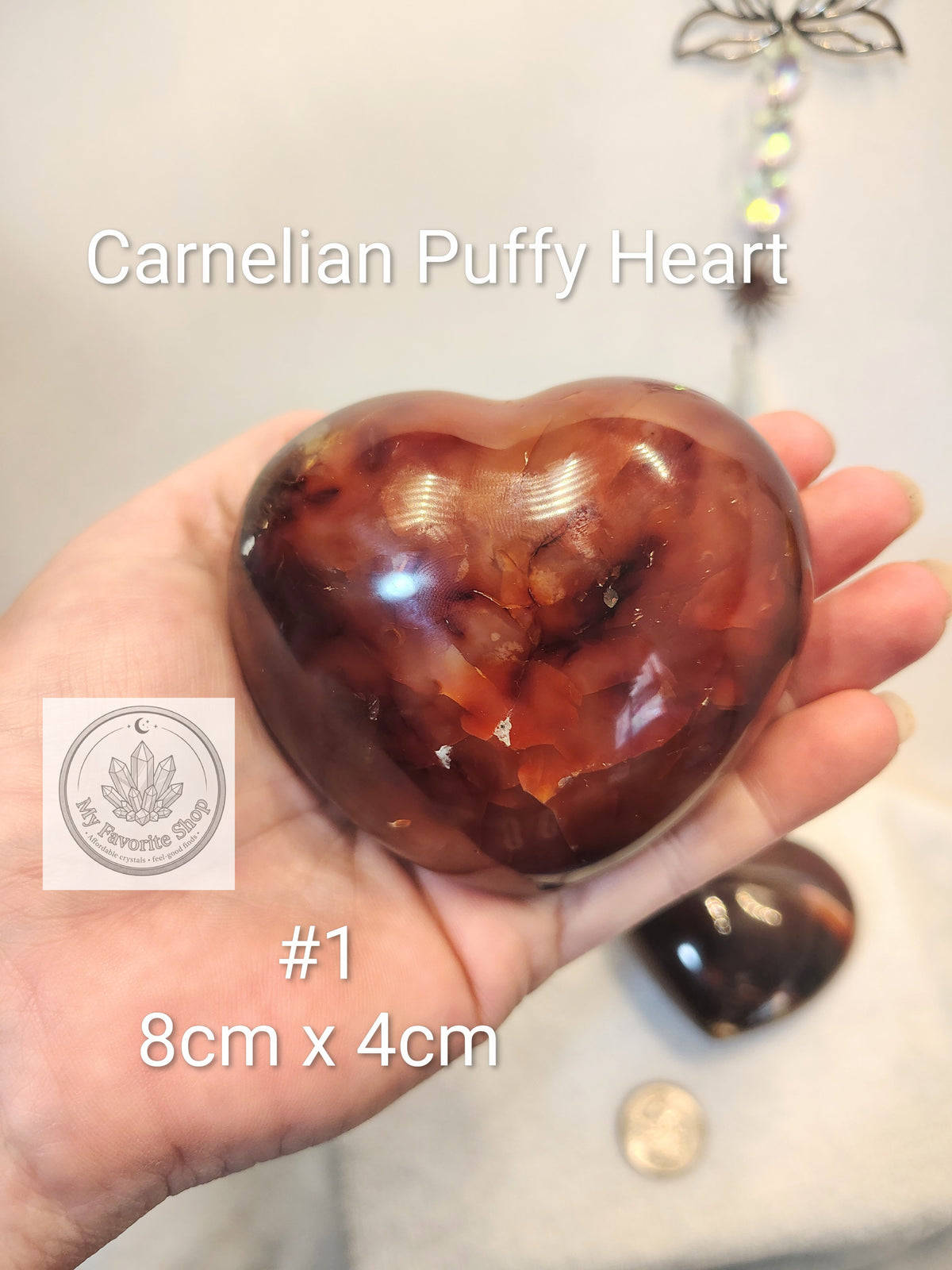 Fiery Warmth: Carnelian Puffy Hearts