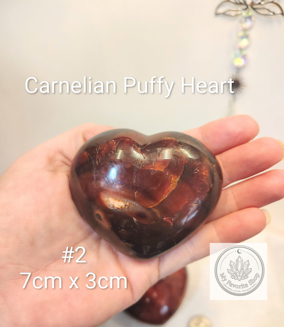 Fiery Warmth: Carnelian Puffy Hearts
