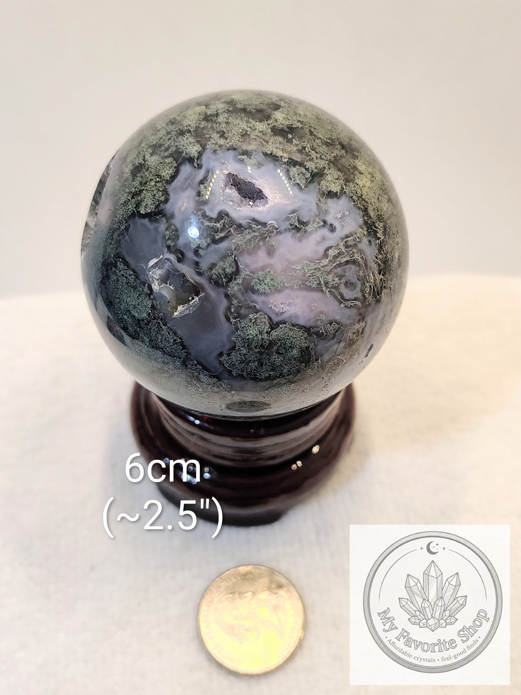 Lush Garden Moss Agate Spheres with Druzy Vugs