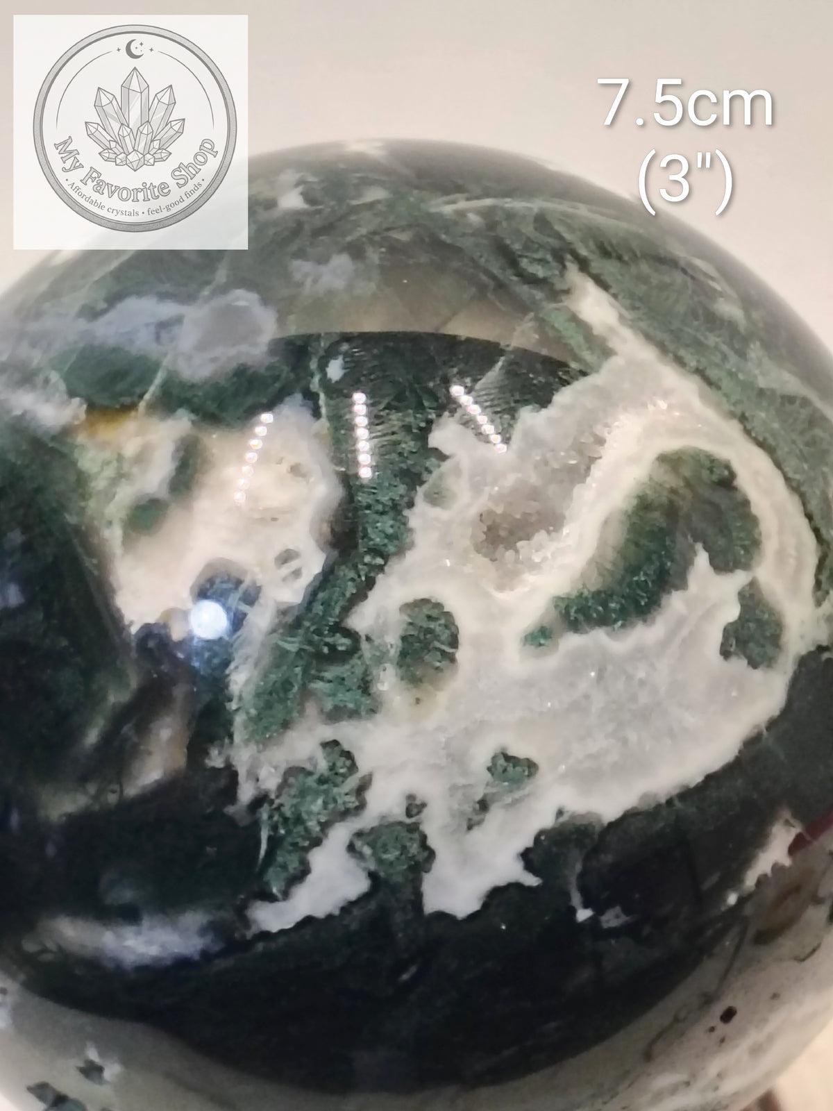 Lush Garden Moss Agate Spheres with Druzy Vugs