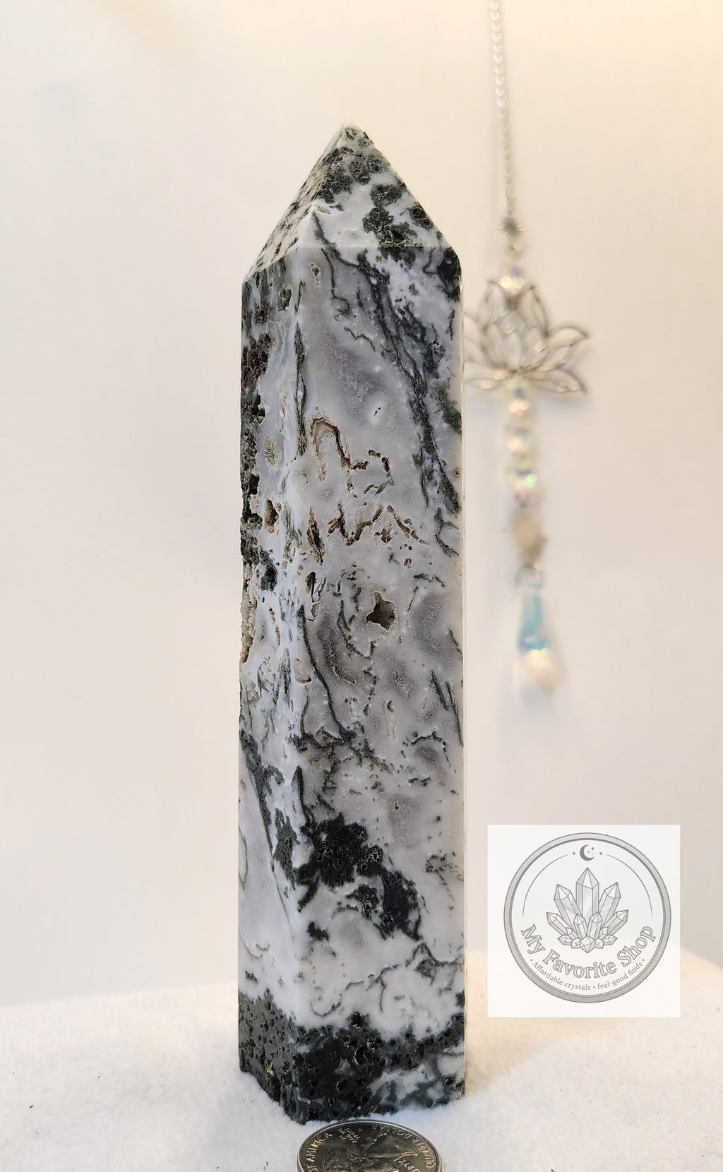 High-Grade Tree Agate Statement Tower | Natural Forest Landscape & Druzy Vugs