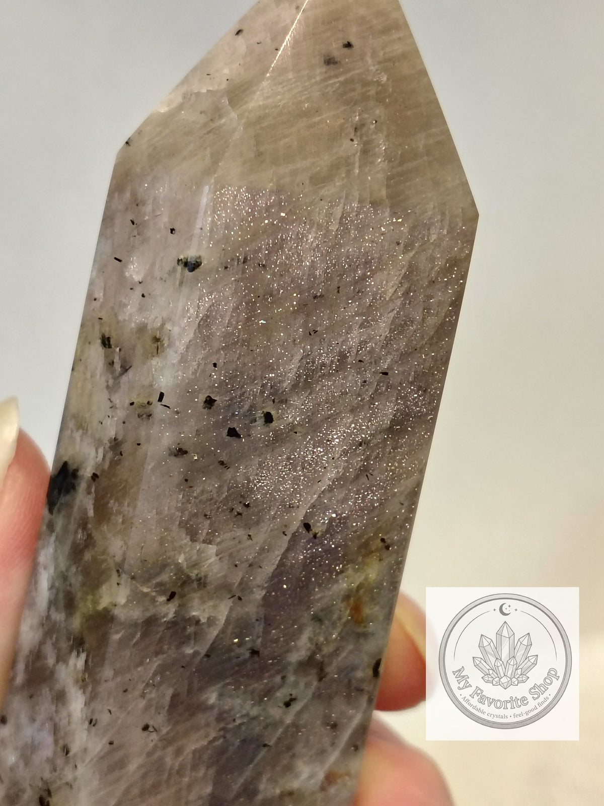 Moonstone with Sunstone Tower – Blue & Golden Flash