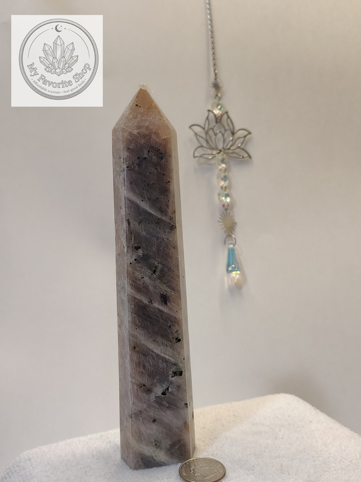 Moonstone with Sunstone Tower – Blue & Golden Flash