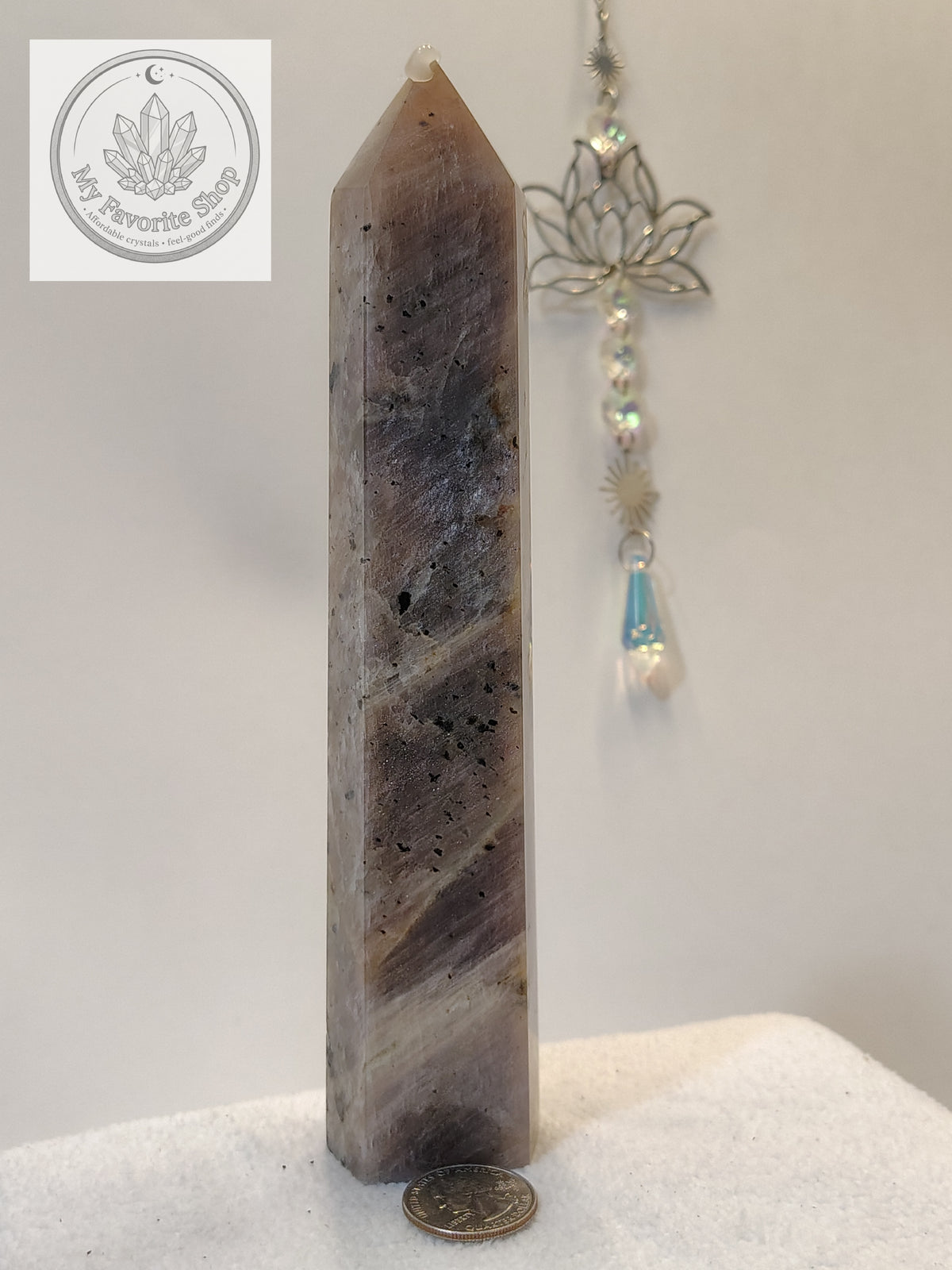 Moonstone with Sunstone Tower – Blue & Golden Flash