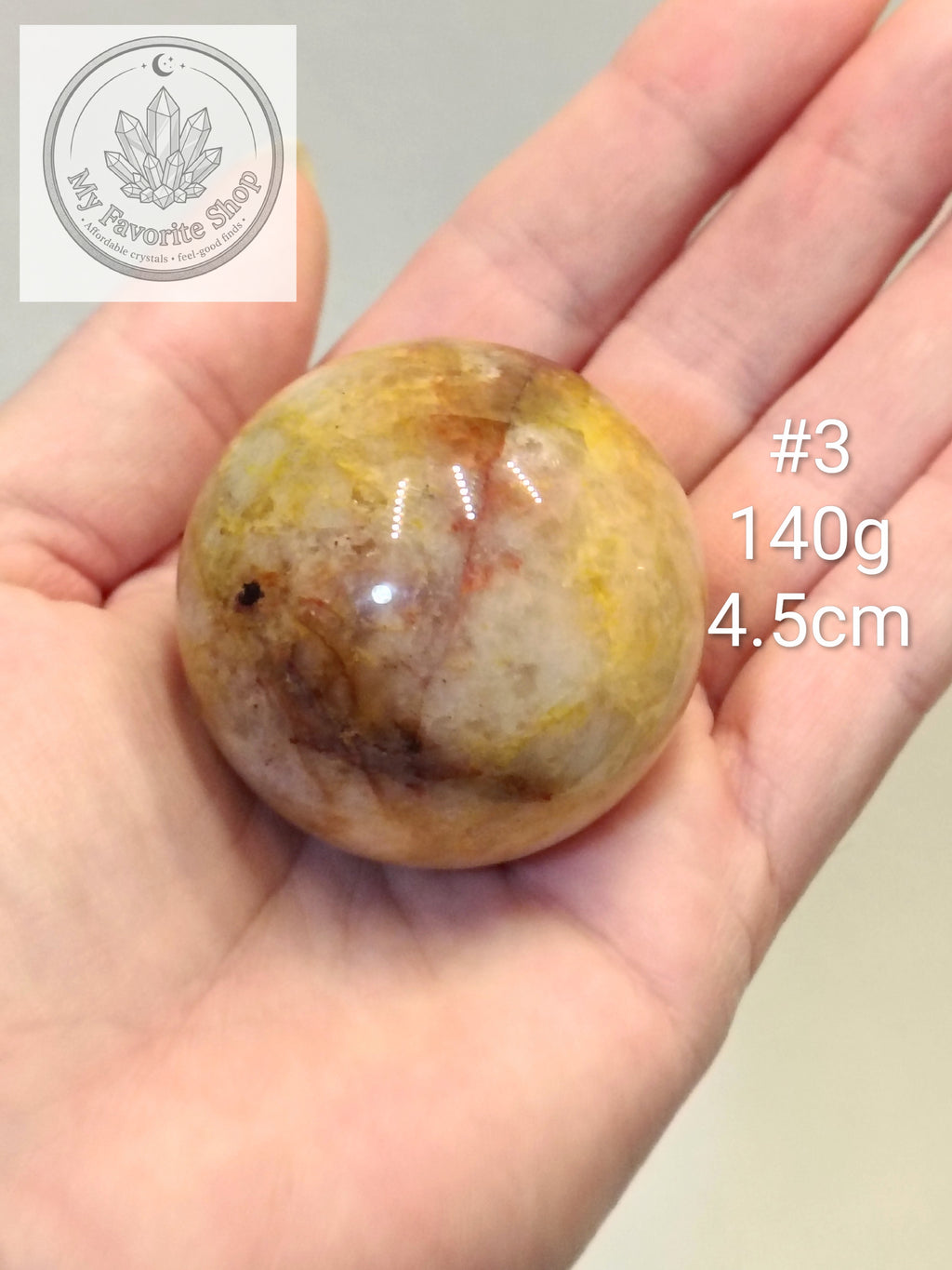 Golden Healer with Fire Quartz (Hematoid) Spheres