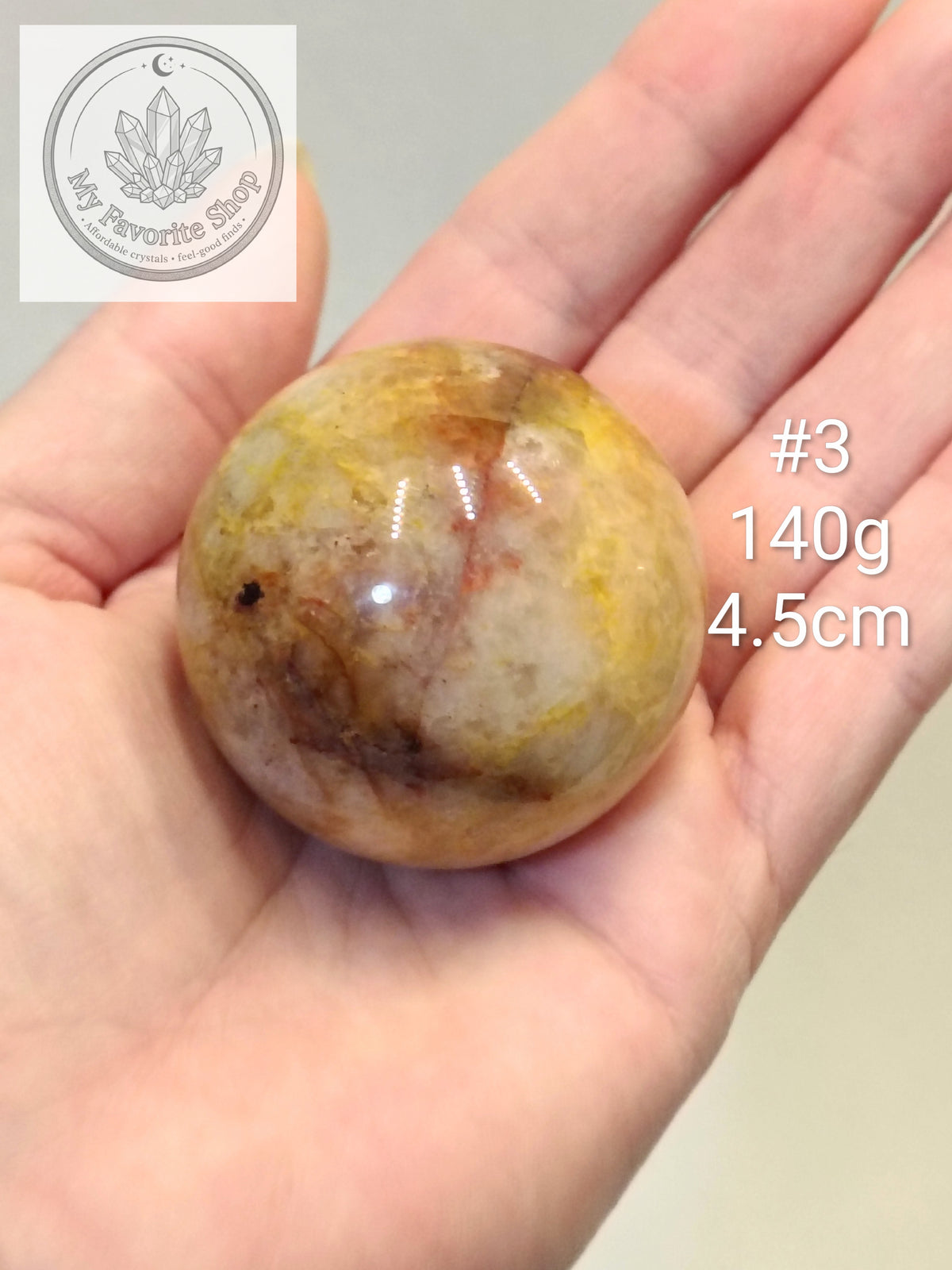 Golden Healer with Fire Quartz (Hematoid) Spheres