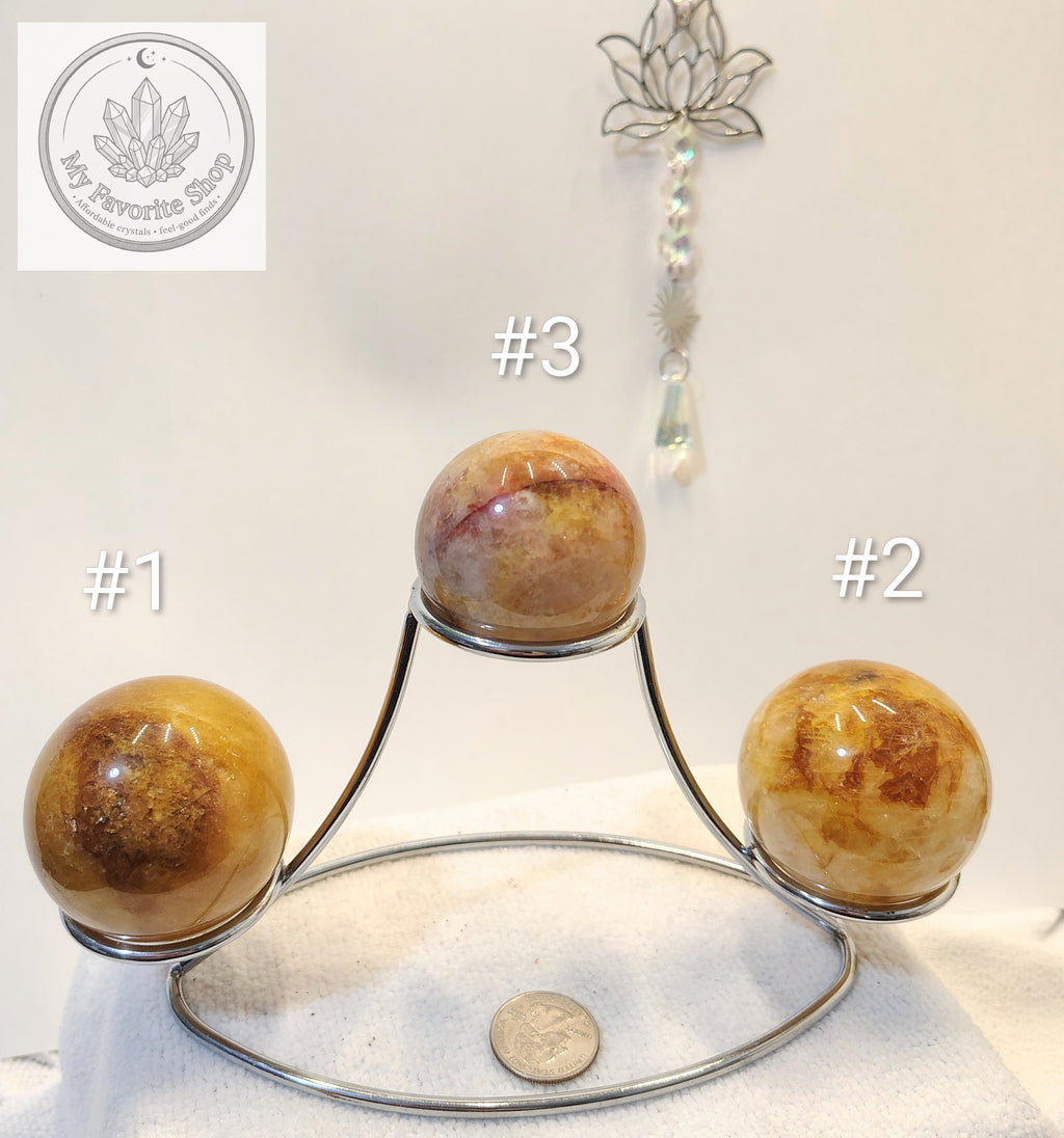 Golden Healer with Fire Quartz (Hematoid) Spheres