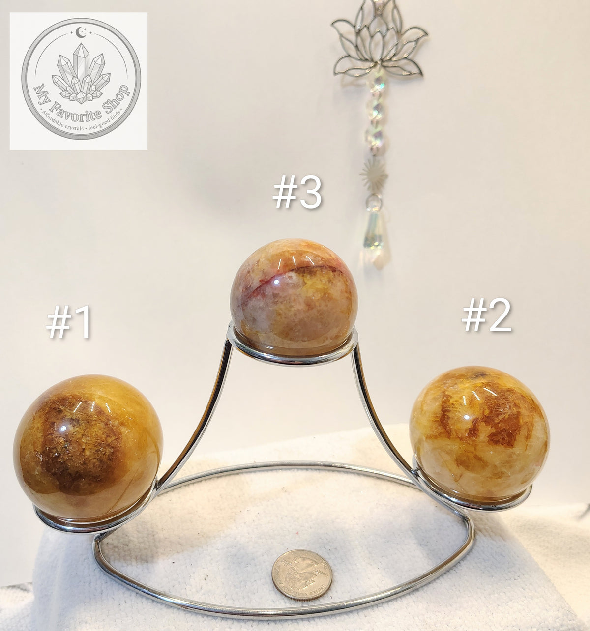 Golden Healer with Fire Quartz (Hematoid) Spheres