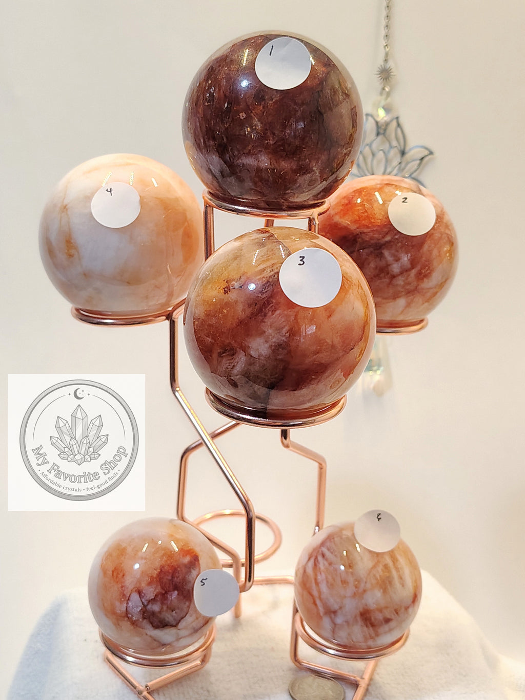 Glowing Fire Quartz Spheres (Hematoid Quartz)