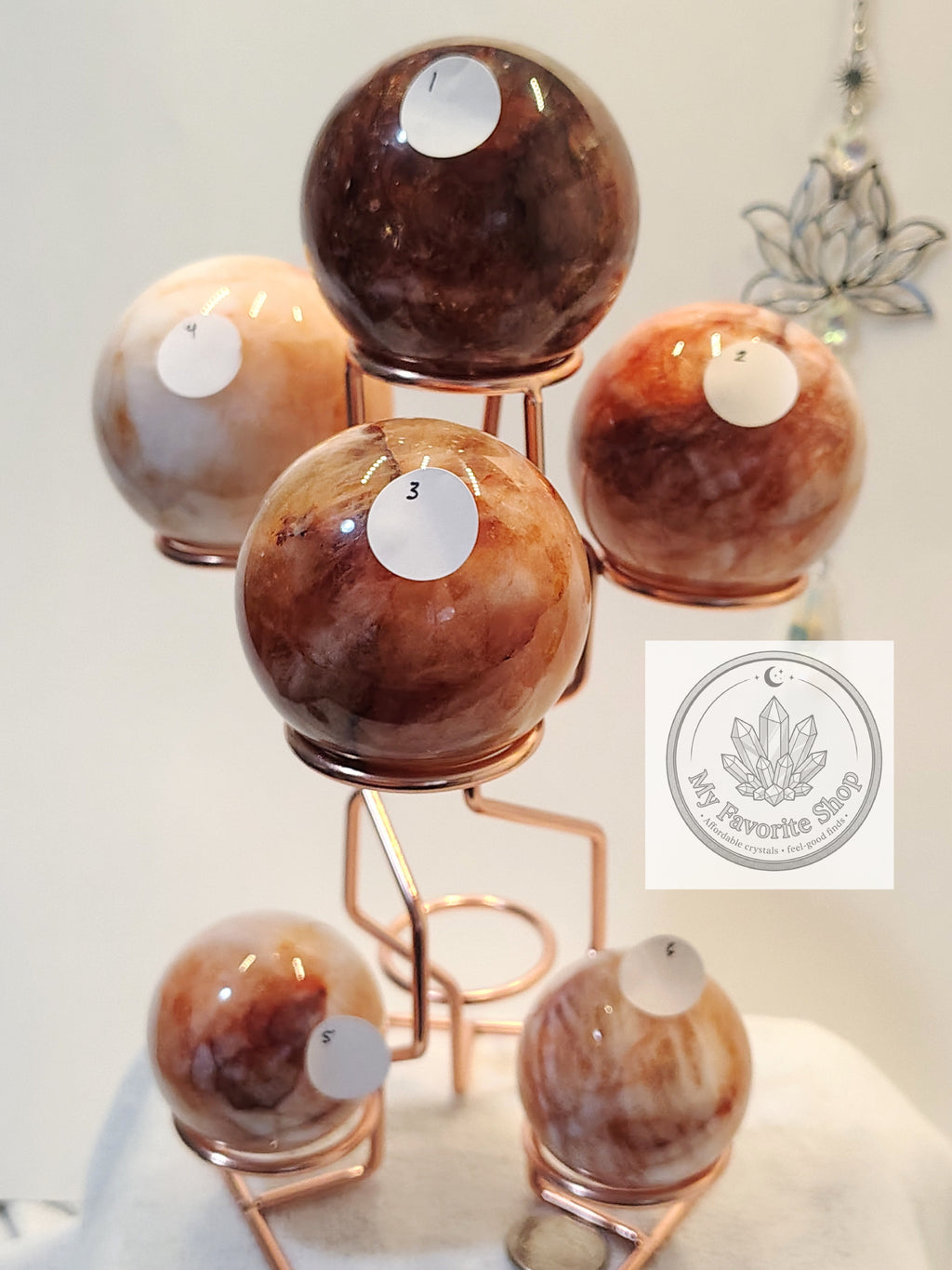 Glowing Fire Quartz Spheres (Hematoid Quartz)