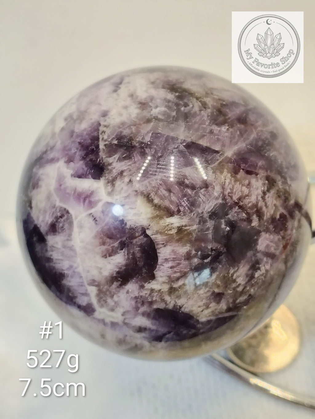 Natural Chevron Dream Amethyst Spheres – Deep Violet & White Quartz Banding