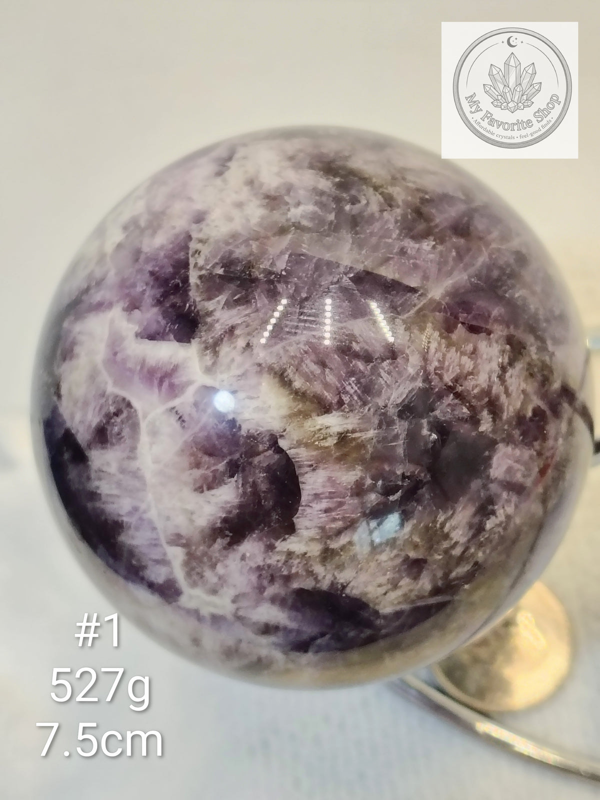 Natural Chevron Dream Amethyst Spheres – Deep Violet & White Quartz Banding