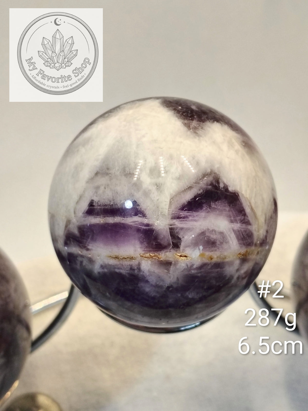 Natural Chevron Dream Amethyst Spheres – Deep Violet & White Quartz Banding