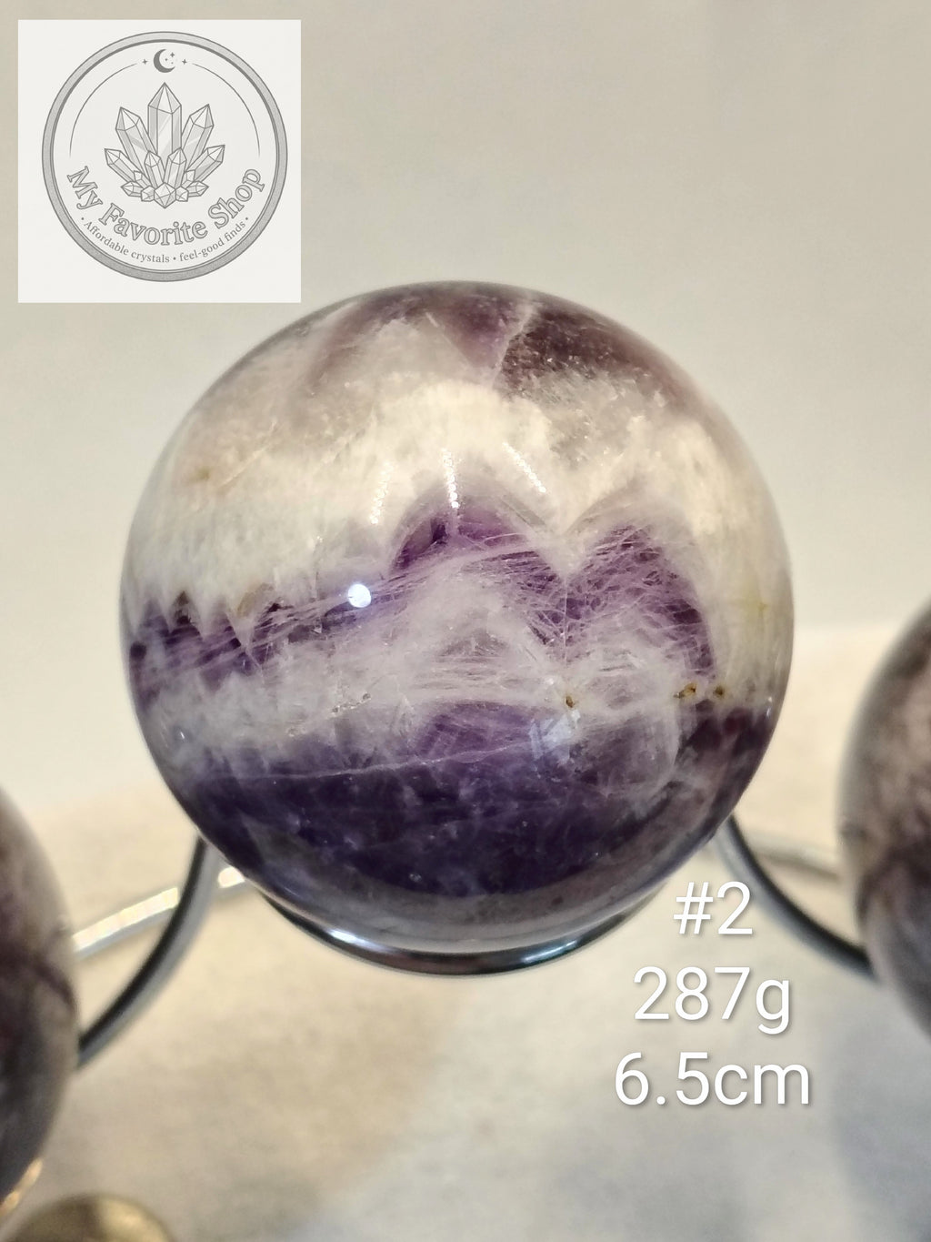 Natural Chevron Dream Amethyst Spheres – Deep Violet & White Quartz Banding