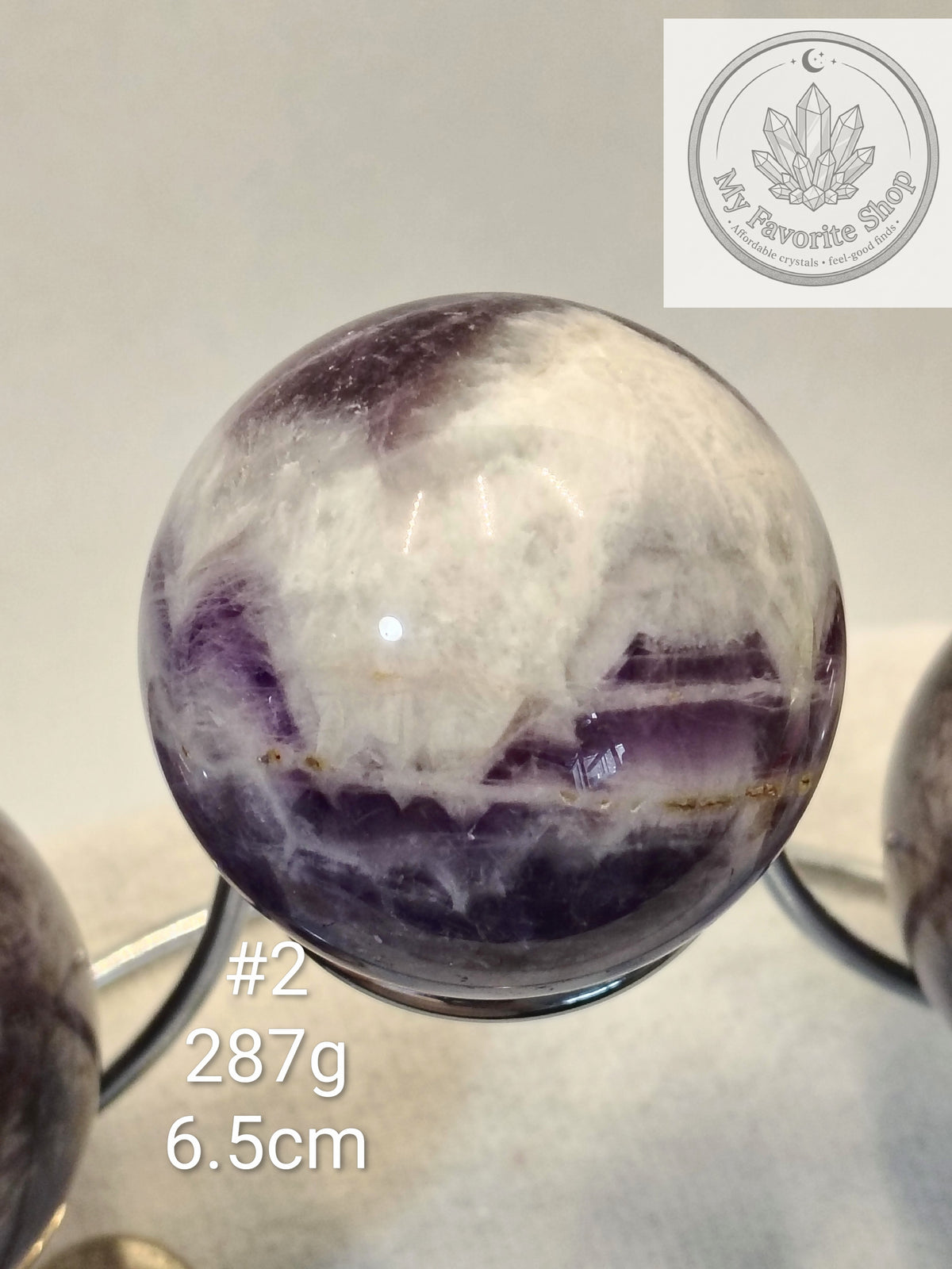 Natural Chevron Dream Amethyst Spheres – Deep Violet & White Quartz Banding