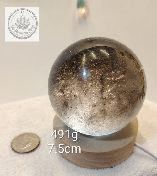 Dark Smokey Quartz Sphere with Internal Rainbows & Veiling 🔮