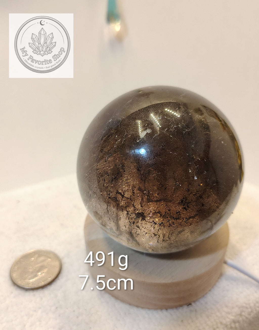Dark Smokey Quartz Sphere with Internal Rainbows & Veiling 🔮