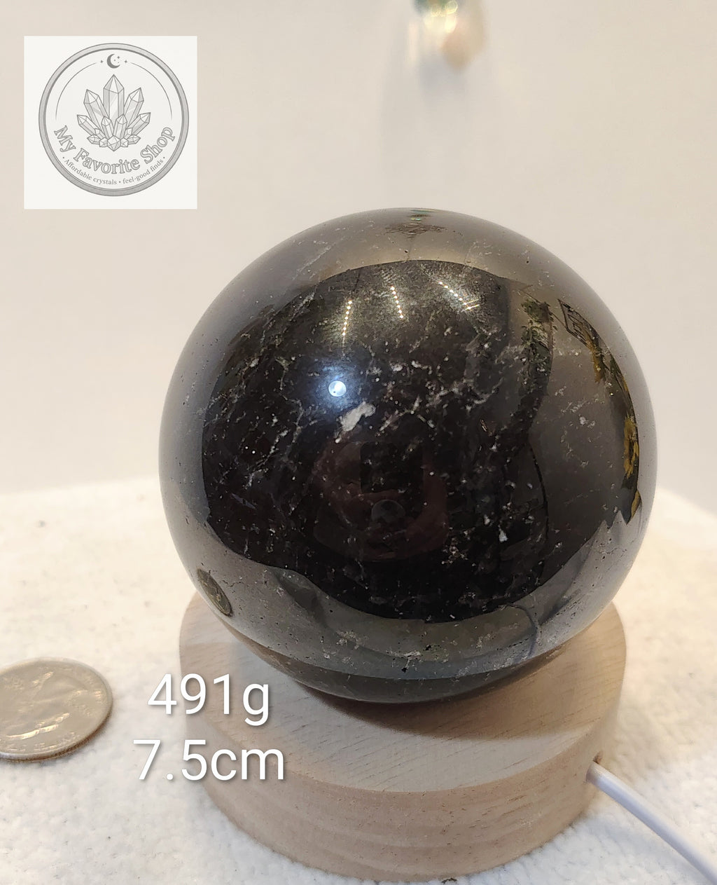Dark Smokey Quartz Sphere with Internal Rainbows & Veiling 🔮