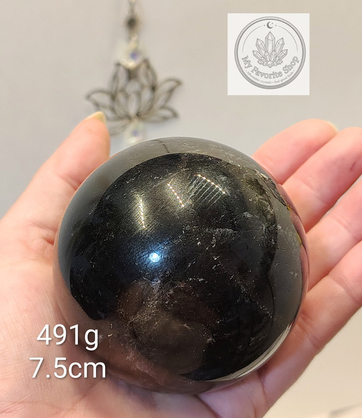 Dark Smokey Quartz Sphere with Internal Rainbows & Veiling 🔮