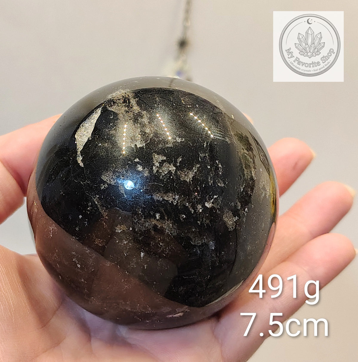 Dark Smokey Quartz Sphere with Internal Rainbows & Veiling 🔮