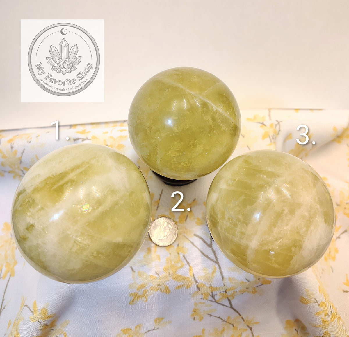 Natural Lemon Quartz Spheres – Bright & Radiant Solar Energy