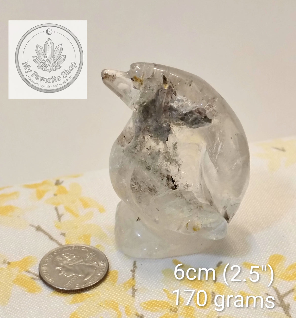 Enchanted Lodolite Penguin Carving | Natural Garden Quartz 🐧