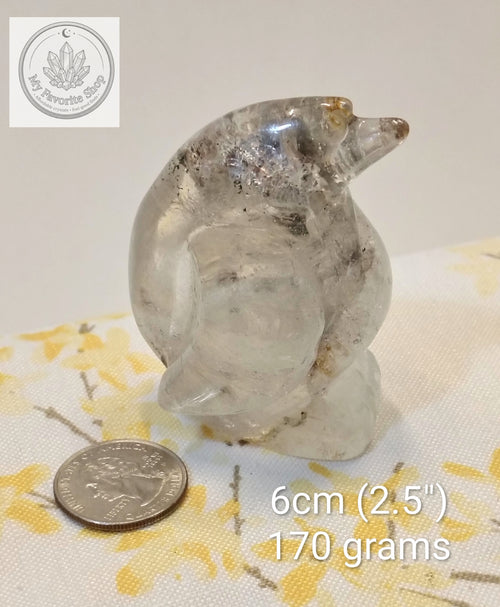 Enchanted Lodolite Penguin Carving | Natural Garden Quartz 🐧