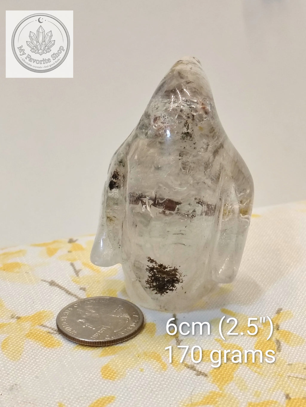 Enchanted Lodolite Penguin Carving | Natural Garden Quartz 🐧
