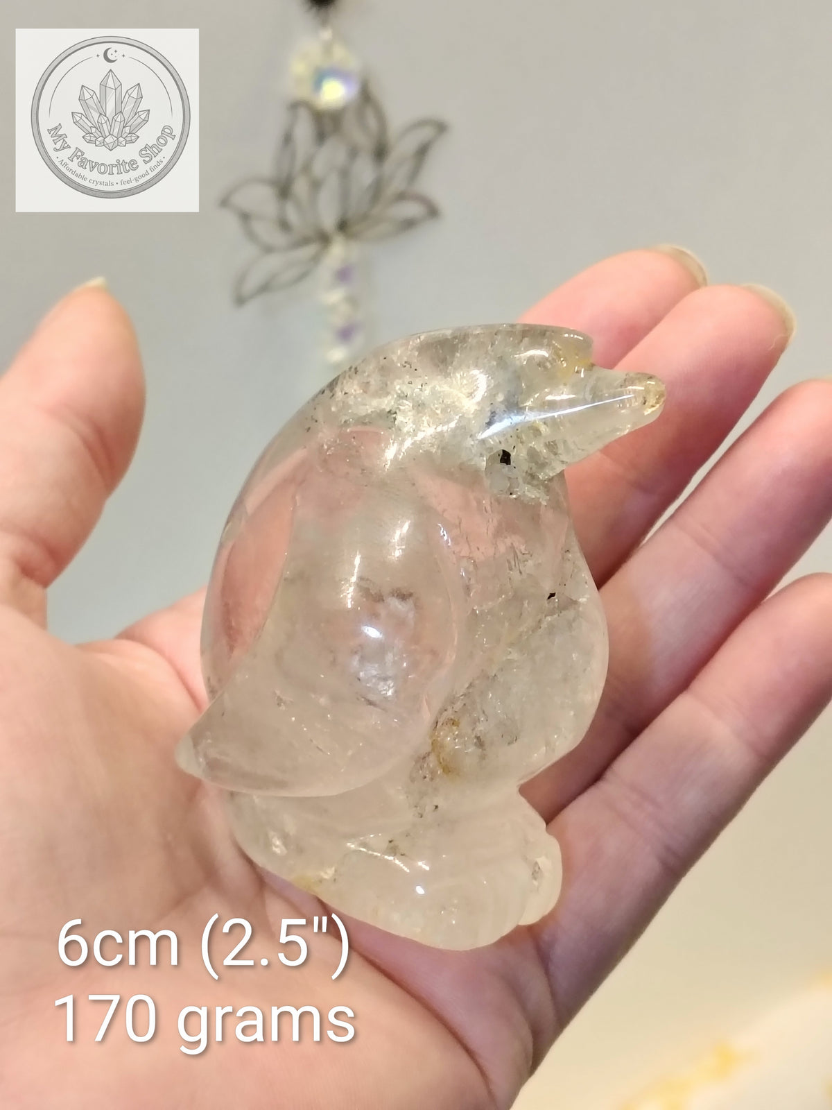 Enchanted Lodolite Penguin Carving | Natural Garden Quartz 🐧